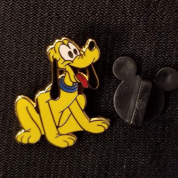 Disney Dogs Pluto Pin Cute Mini Blue Collar Sitting 2002 Happy Smile Dog Vintage - Picture 4 of 11